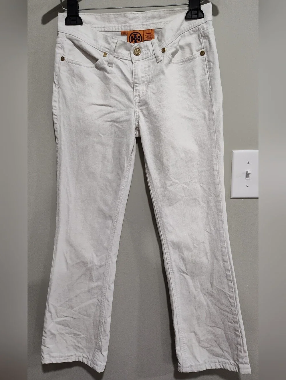 TORY BURCH WOMEN'S CLASSIC TORY JEANS WHITE, SIZE 26, 99% Cotton